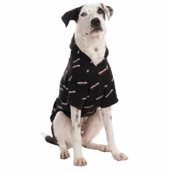 NWT Kirkland Signature Logo Costco Pet Hoodie Shirt Black, Dog Size M - Picture 2 of 11
